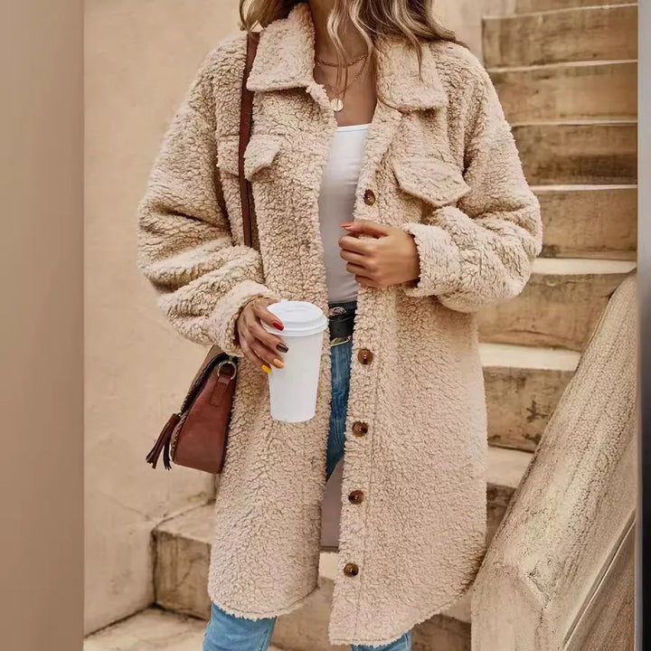 Damen Lang Teddy Jacke | Moderne