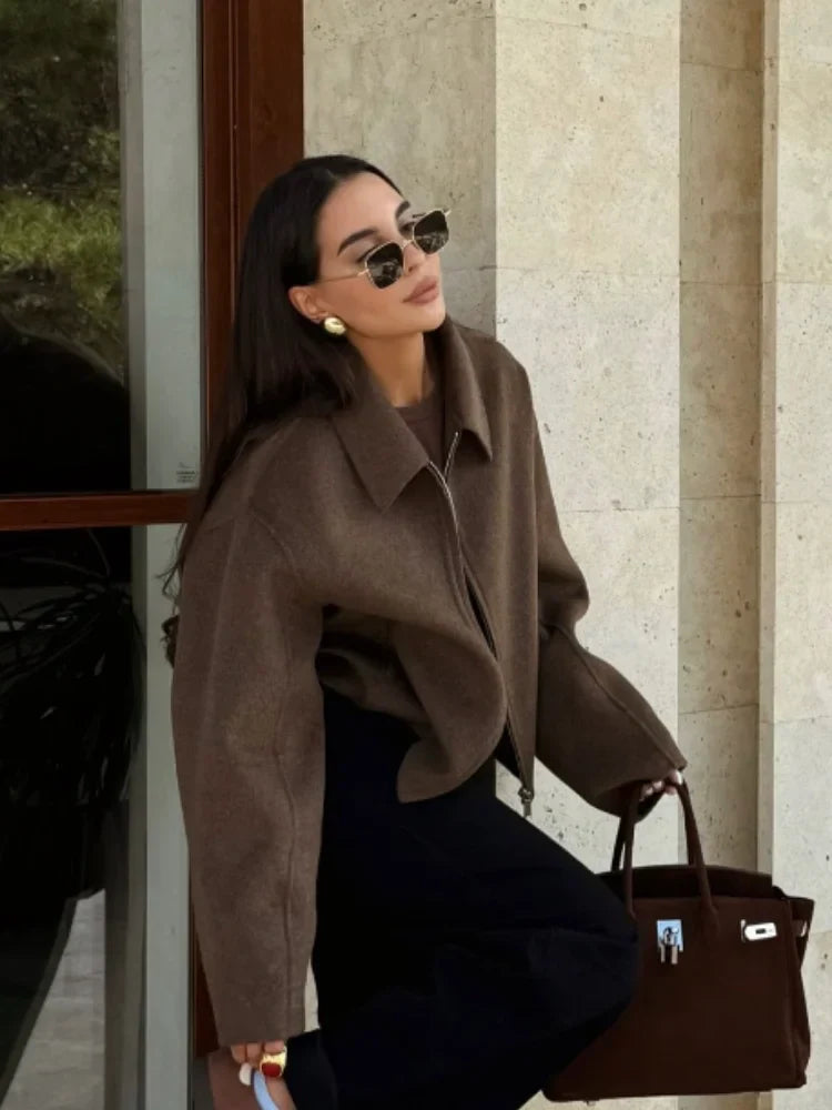 Kurz Woll Jacke für Damen | Kragen