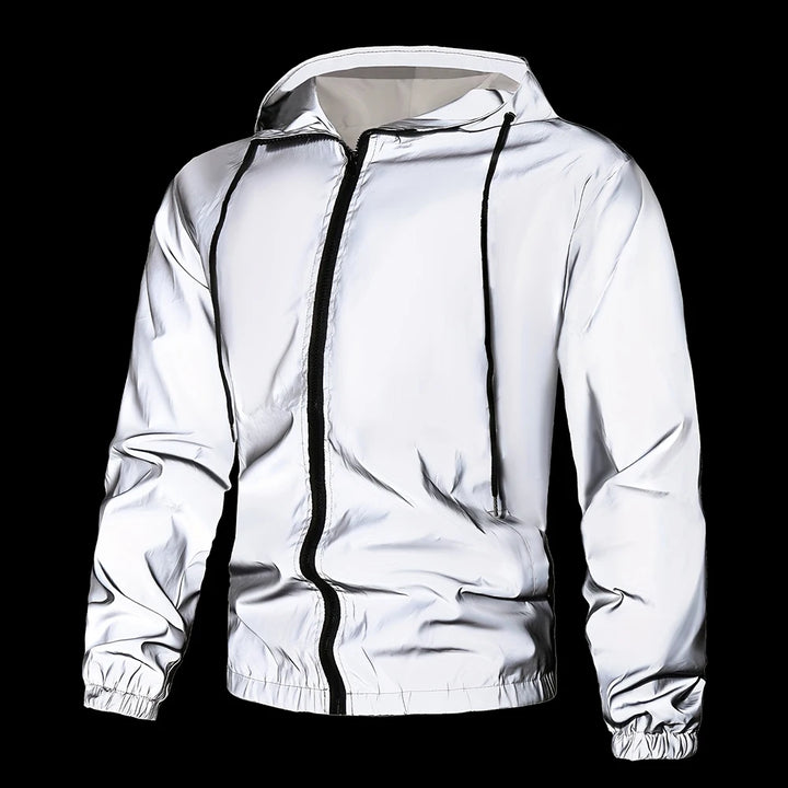 Herren Reflektierende Windjacke mit Kapuze | Gerippte Bündchen