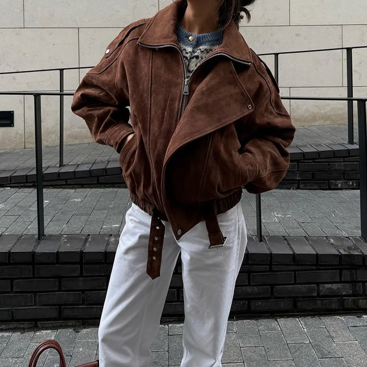 Damen Übergroß-Jacke mit Reißverschluss | Weinlese