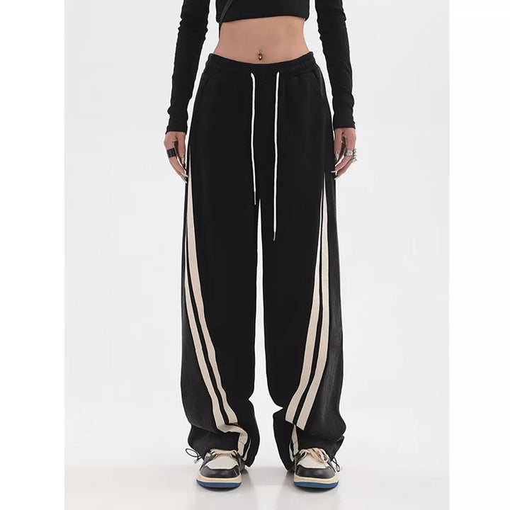Stylische lockere Sweathose mit hoher Taille und weiten Beinen für Damen