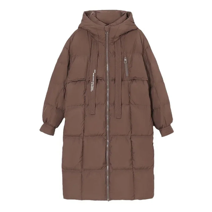 Lässige Winter jacke lang mit Kapuze für Damen | Modern