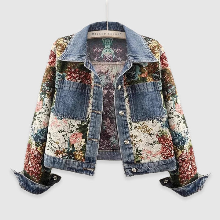 Damen Blumen Flickwerk Lange Ärmel Jacke | Jahrgang
