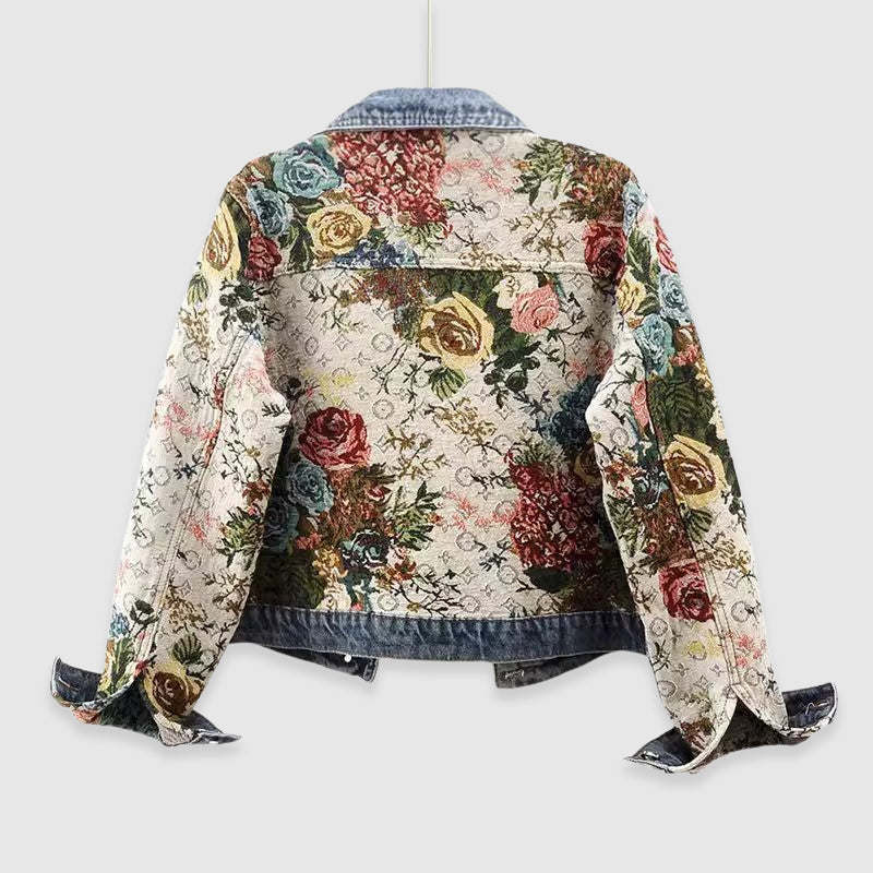Damen Blumen Flickwerk Lange Ärmel Jacke | Jahrgang