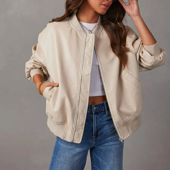 Weite Jacke mit Reißverschluss für Damen | Lässig