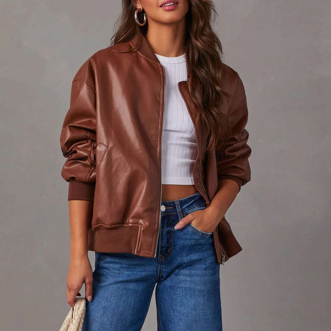 Weite Jacke mit Reißverschluss für Damen | Lässig