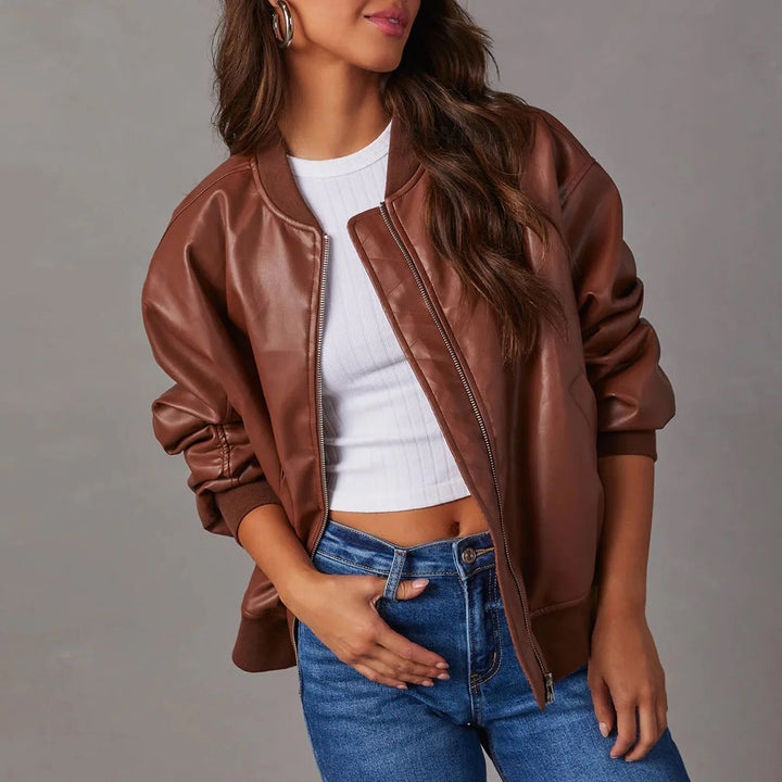 Weite Jacke mit Reißverschluss für Damen | Lässig