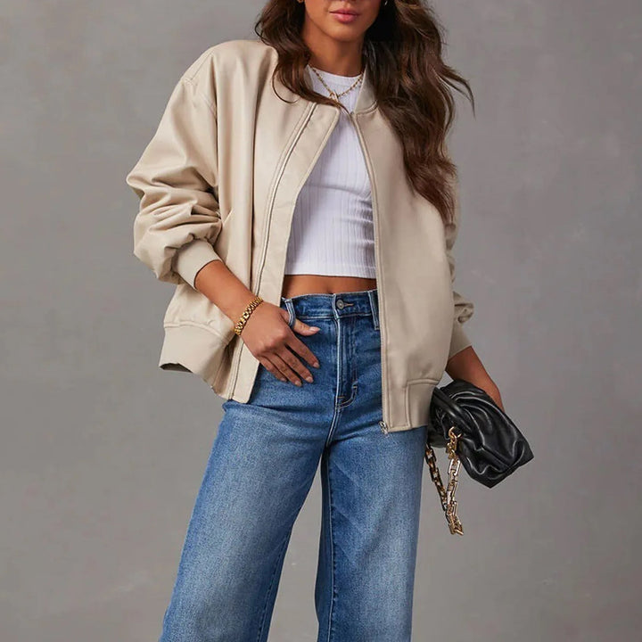 Weite Jacke mit Reißverschluss für Damen | Lässig
