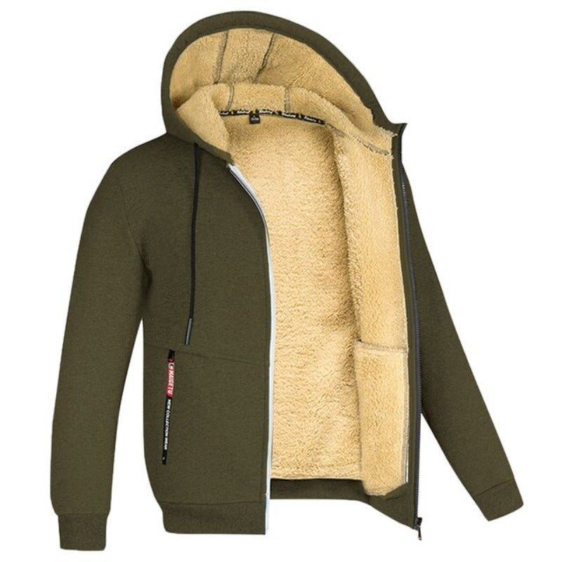 Kuschelige jacke mit kapuze und fleece-futter