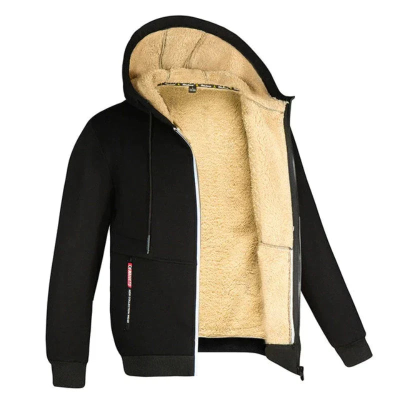 Kuschelige jacke mit kapuze und fleece-futter