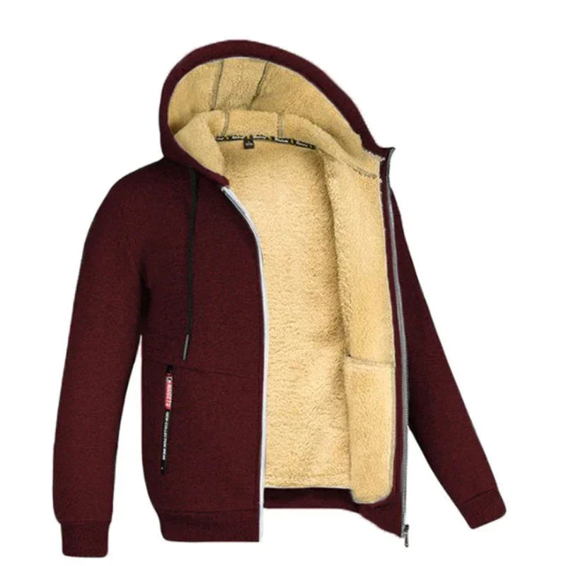 Kuschelige jacke mit kapuze und fleece-futter