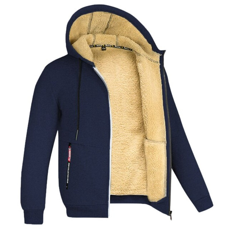 Kuschelige jacke mit kapuze und fleece-futter