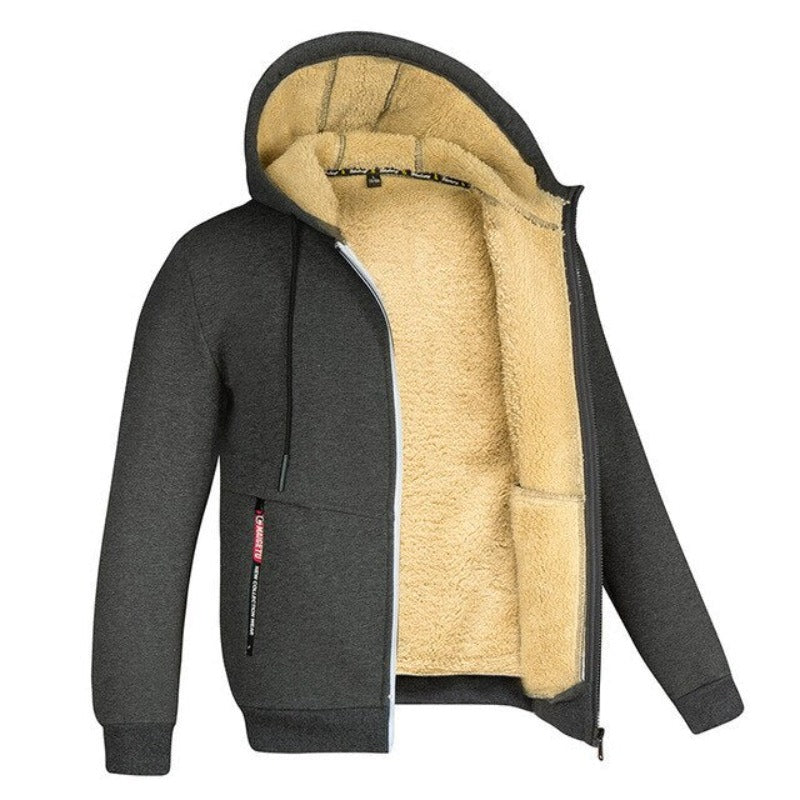 Kuschelige jacke mit kapuze und fleece-futter
