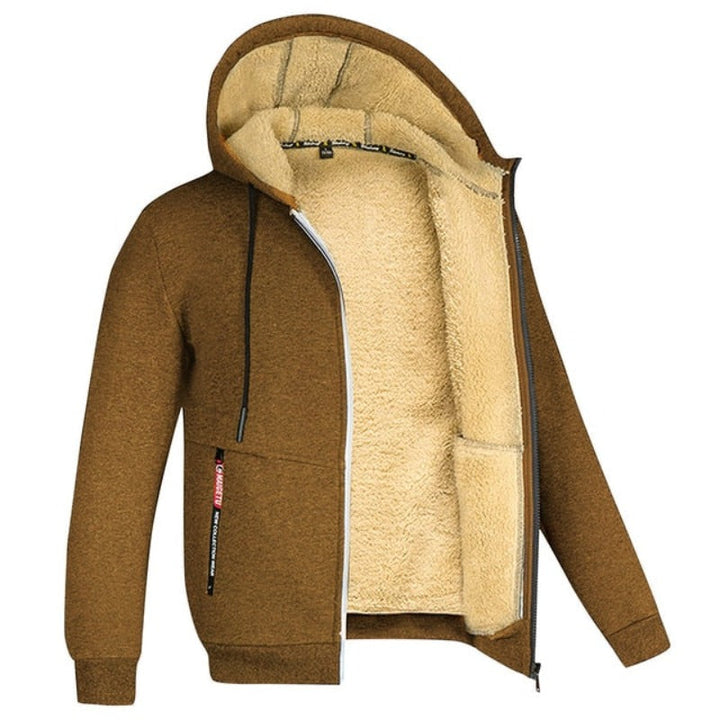 Kuschelige jacke mit kapuze und fleece-futter