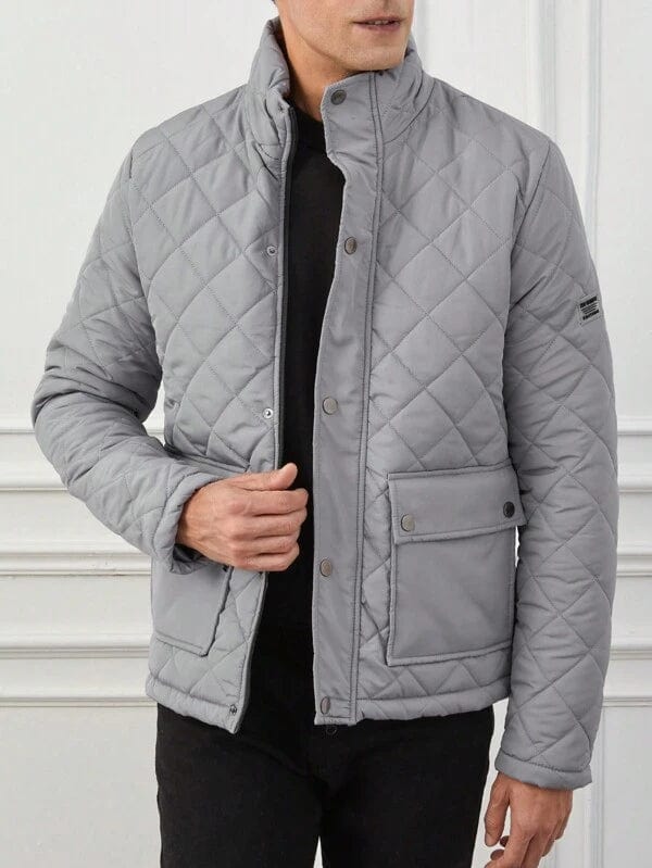 Herren Rollkragen Winter Steppjacke | Knopf