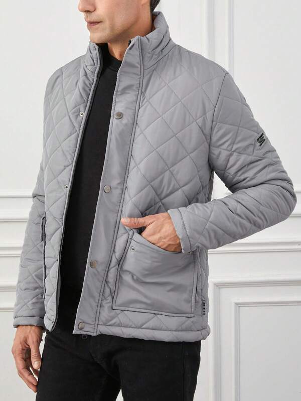 Herren Rollkragen Winter Steppjacke | Knopf