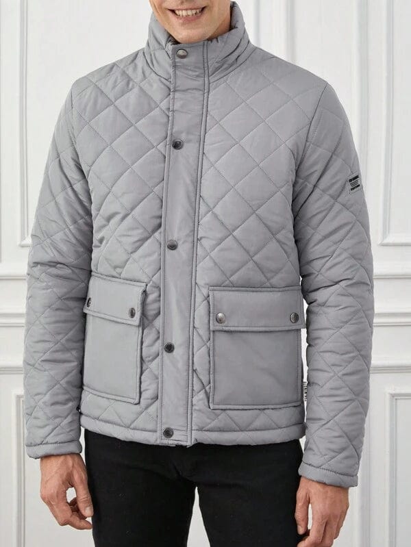 Herren Rollkragen Winter Steppjacke | Knopf