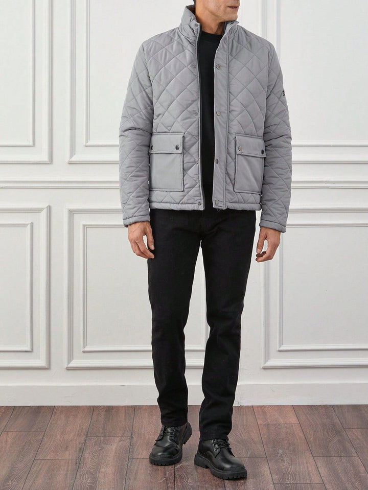 Herren Rollkragen Winter Steppjacke | Knopf