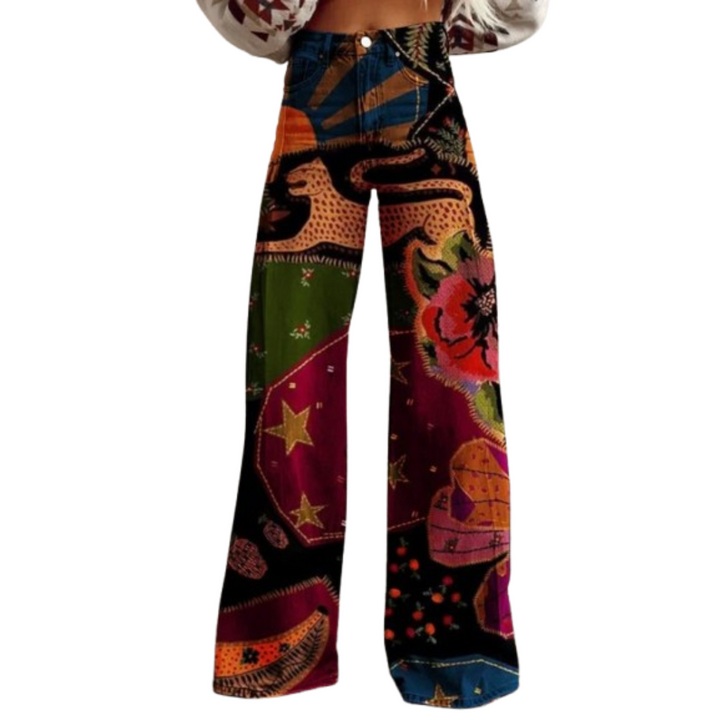 Damen Bunte Weite Hosen | Weinlese