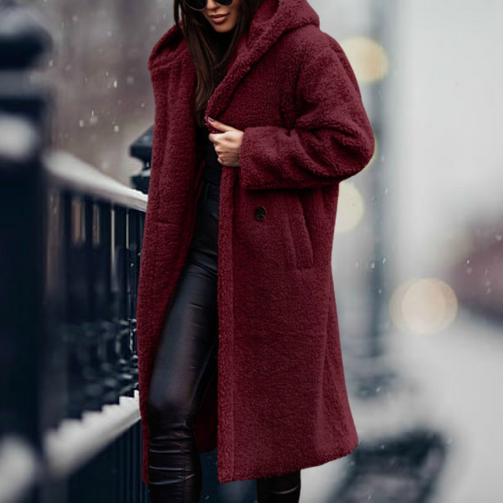 Lang Überdimensionale Teddy Jacke fur Damen | Kapuzen