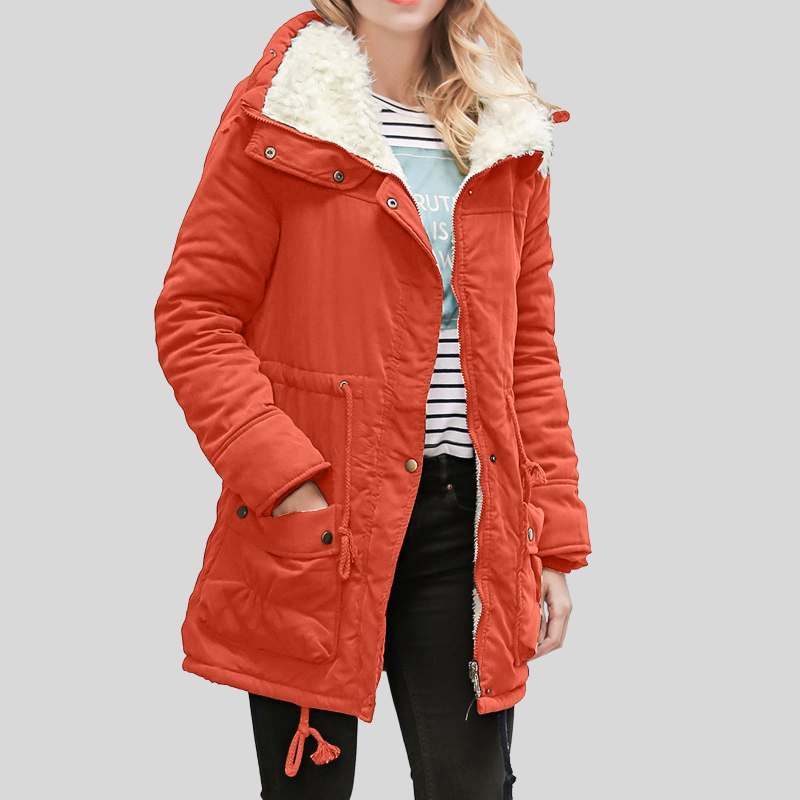 Wasserabweisende Winter jacke lang mit Plüschfutter für Damen | Praktisch