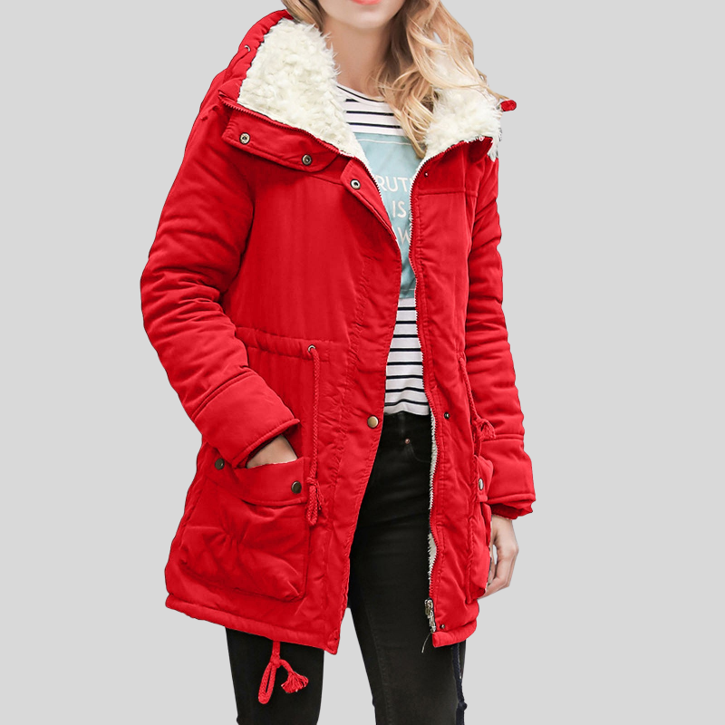 Wasserabweisende Winter jacke lang mit Plüschfutter für Damen | Praktisch