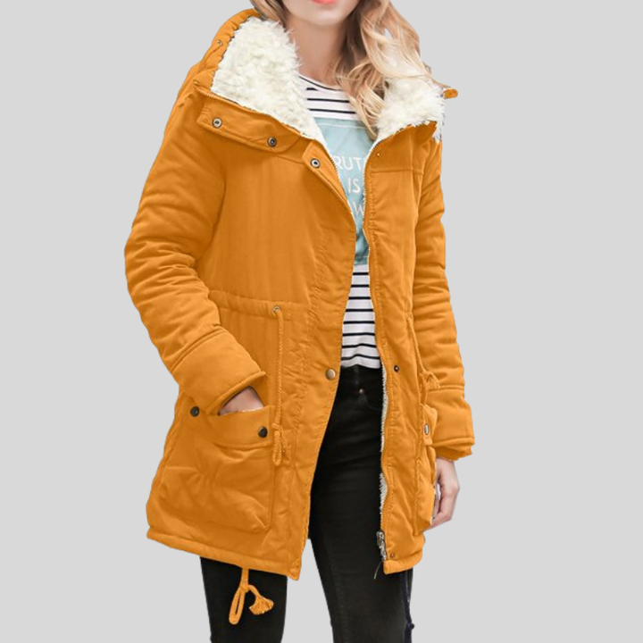 Wasserabweisende Winter jacke lang mit Plüschfutter für Damen | Praktisch