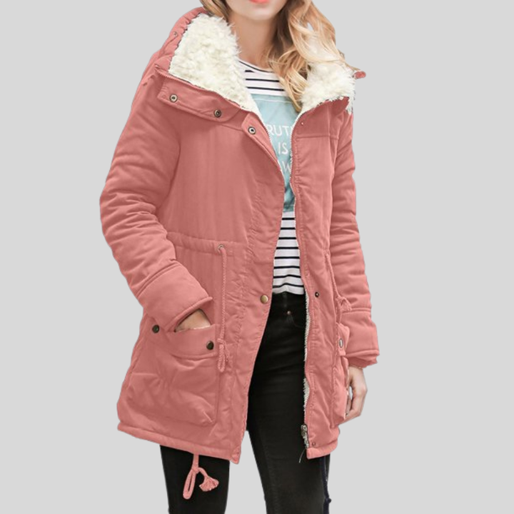 Wasserabweisende Winter jacke lang mit Plüschfutter für Damen | Praktisch