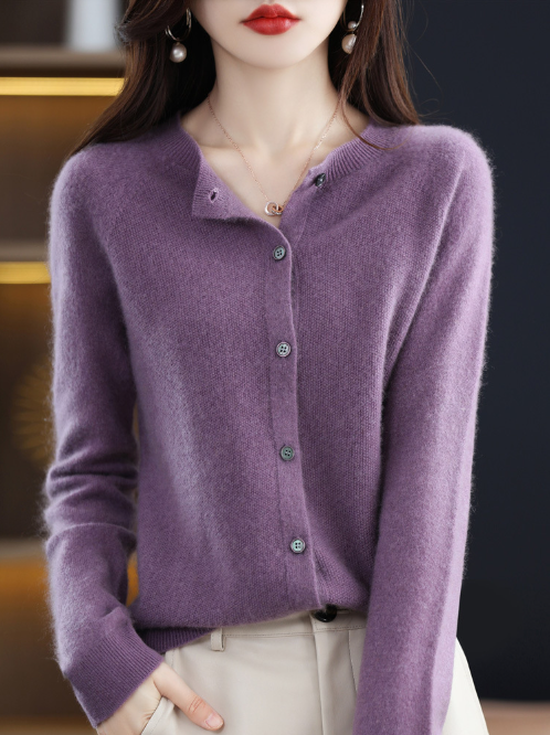 Elegante Woll-Cardigan mit Knopfverschluss