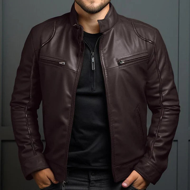 Herren Weinlese Jacke mit Reißverschluss | Lange Ärmel