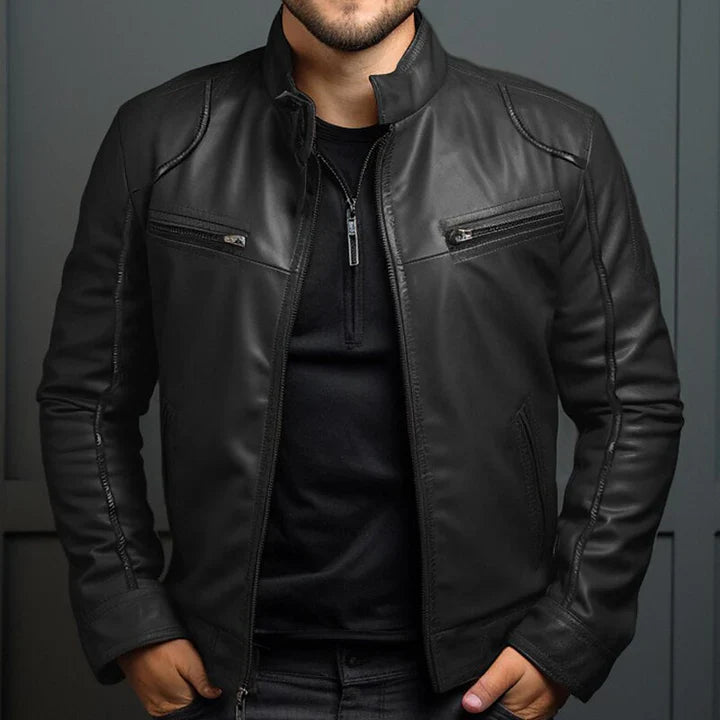 Herren Weinlese Jacke mit Reißverschluss | Lange Ärmel