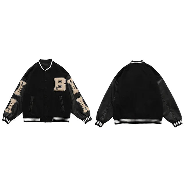 Hochschulmannschaft College Jacke mit bestickten Patches für Herren | Warme