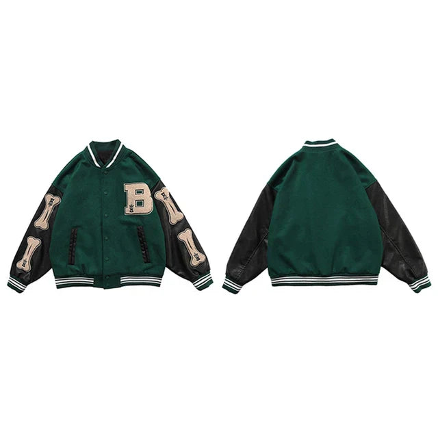 Hochschulmannschaft College Jacke mit bestickten Patches für Herren | Warme