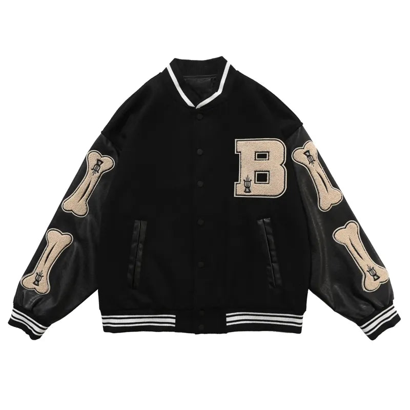 Hochschulmannschaft College Jacke mit bestickten Patches für Herren | Warme