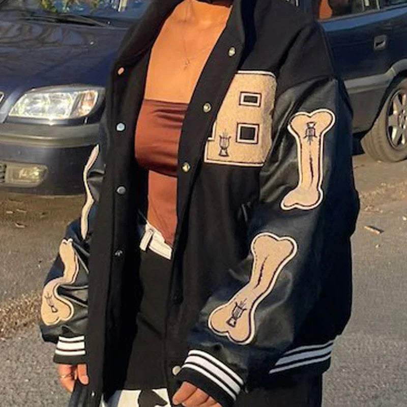 Hochschulmannschaft College Jacke mit bestickten Patches für Herren | Warme