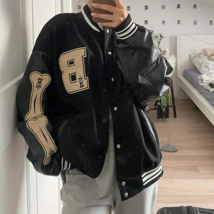 Hochschulmannschaft College Jacke mit bestickten Patches für Herren | Warme