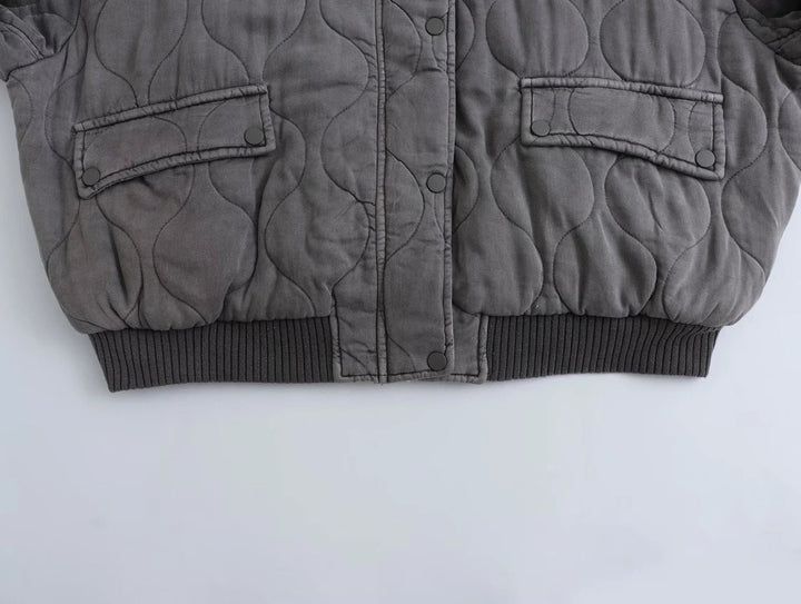 Lose Sitzende Winter Steppjacke für Damen | Grau