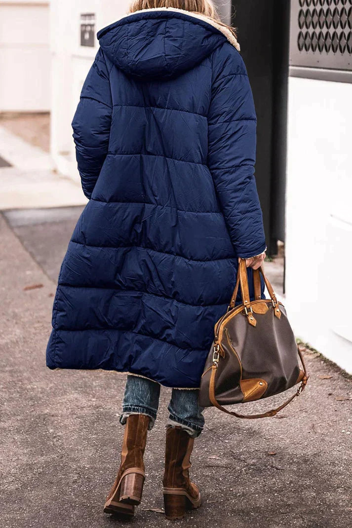 Lange Teddy Jacke für Damen | mit Kapuze