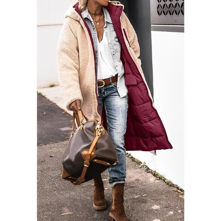 Lange Teddy Jacke für Damen | mit Kapuze