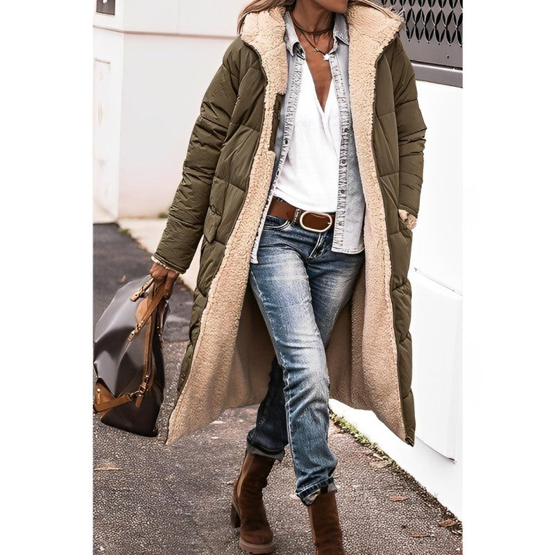 Lange Teddy Jacke für Damen | mit Kapuze