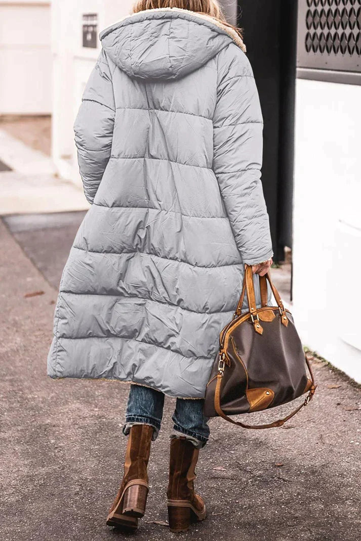 Lange Teddy Jacke für Damen | mit Kapuze