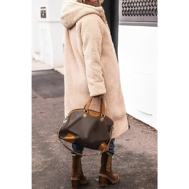 Lange Teddy Jacke für Damen | mit Kapuze