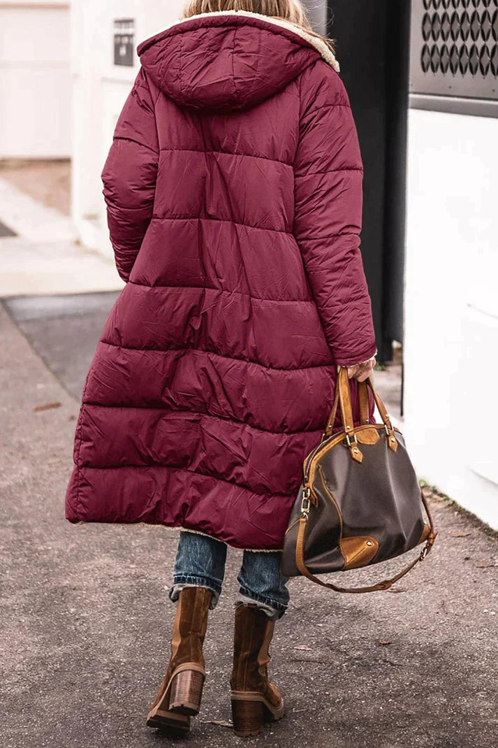 Lange Teddy Jacke für Damen | mit Kapuze