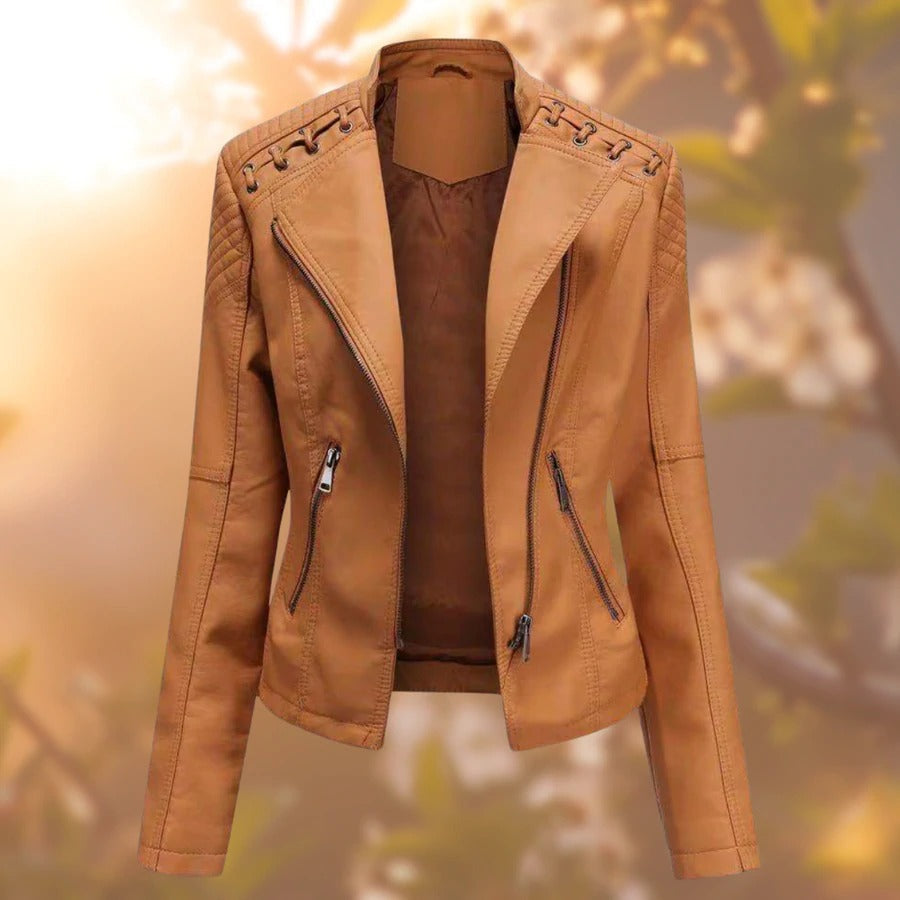 Damen stilvoll Premium Bikerjacke | Bequem