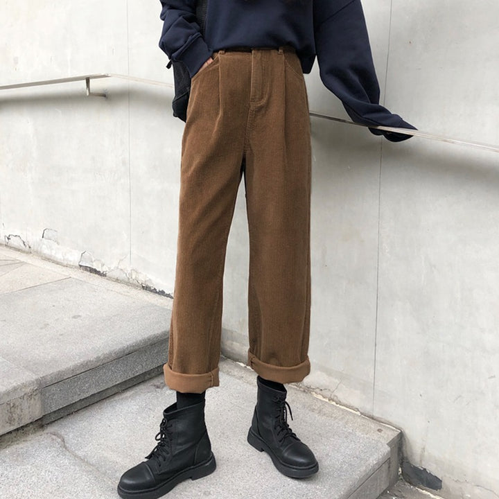 Damen-cordhose mit hoher taille