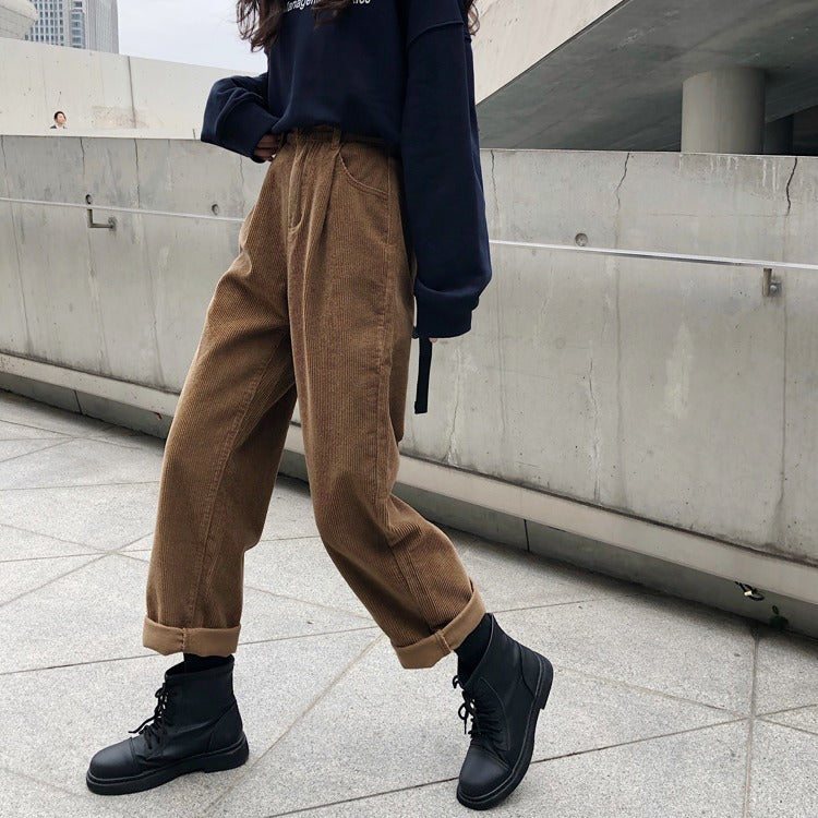 Damen-cordhose mit hoher taille