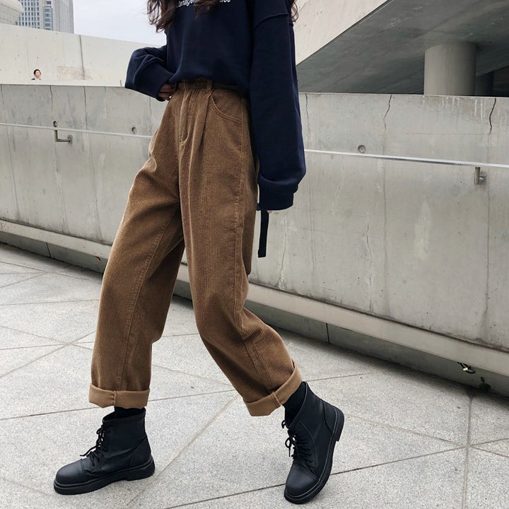 Damen-cordhose mit hoher taille