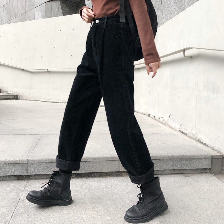 Damen-cordhose mit hoher taille