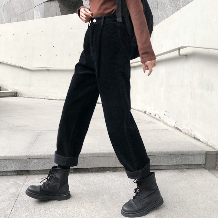 Damen-cordhose mit hoher taille