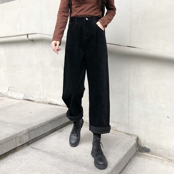 Damen-cordhose mit hoher taille